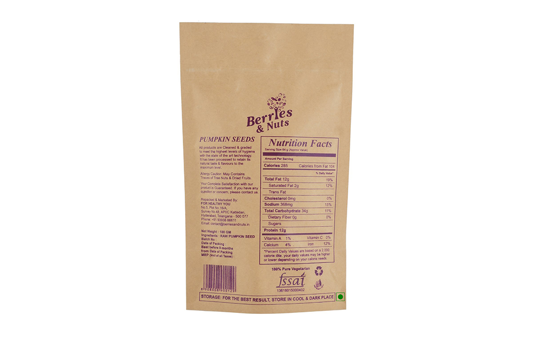 Berries & Nuts Pumpkin Seeds    Pack  100 grams
